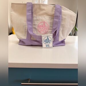 TJs Large Lavender & Cream Reusable Tote Bag